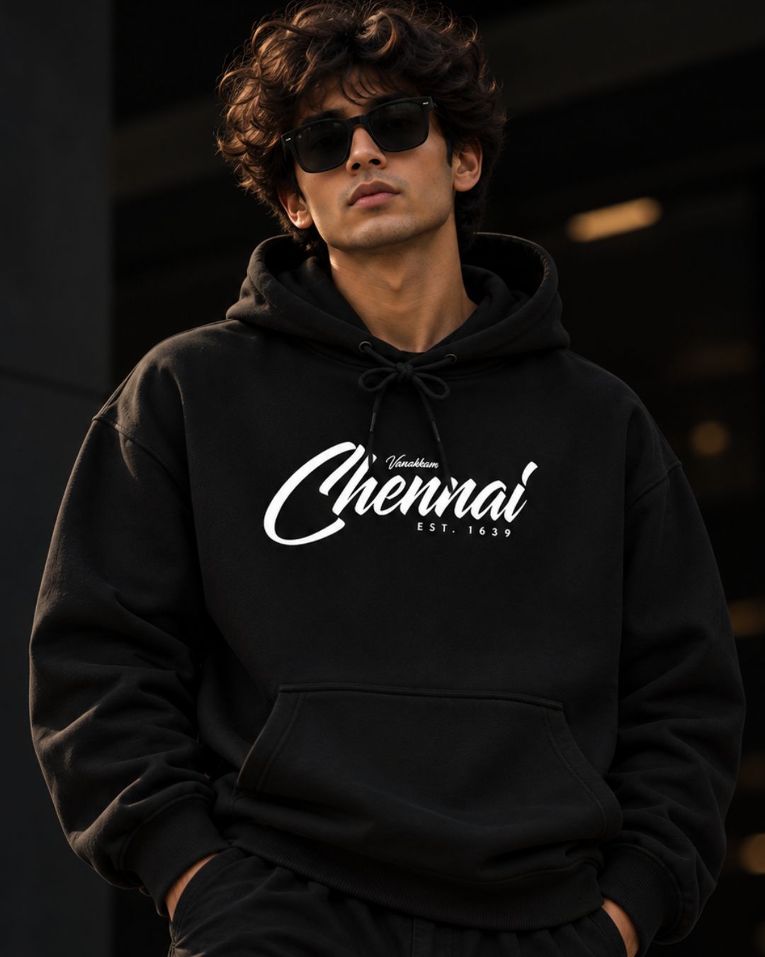 Vanakkam Chennai Black - ODD Oversized Heavyweight Hoodie