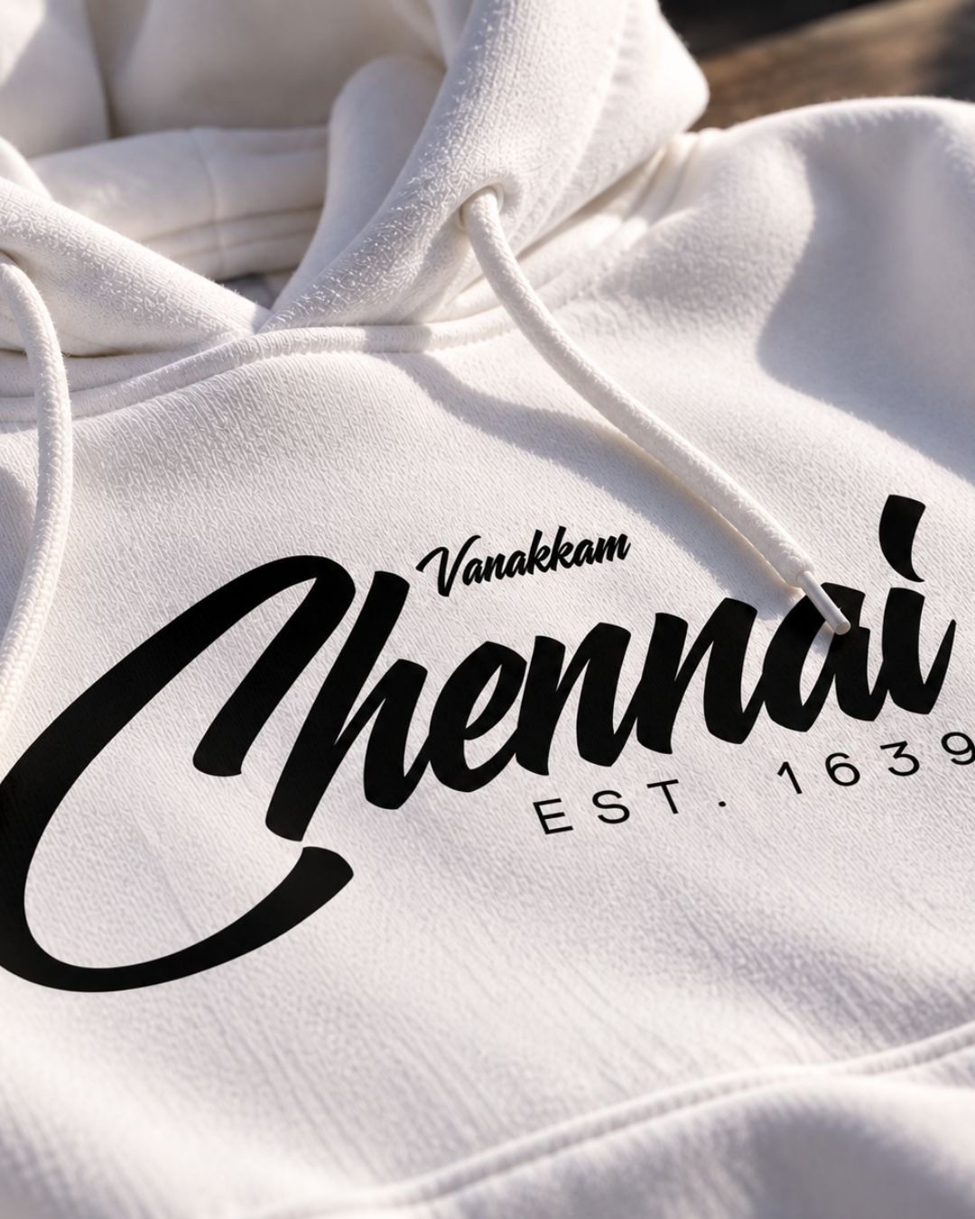 Vanakkam Chennai White - ODD Oversized Heavyweight Hoodie