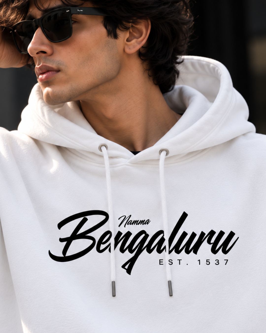 Namma Bengaluru White - ODD Oversized Heavyweight Hoodie