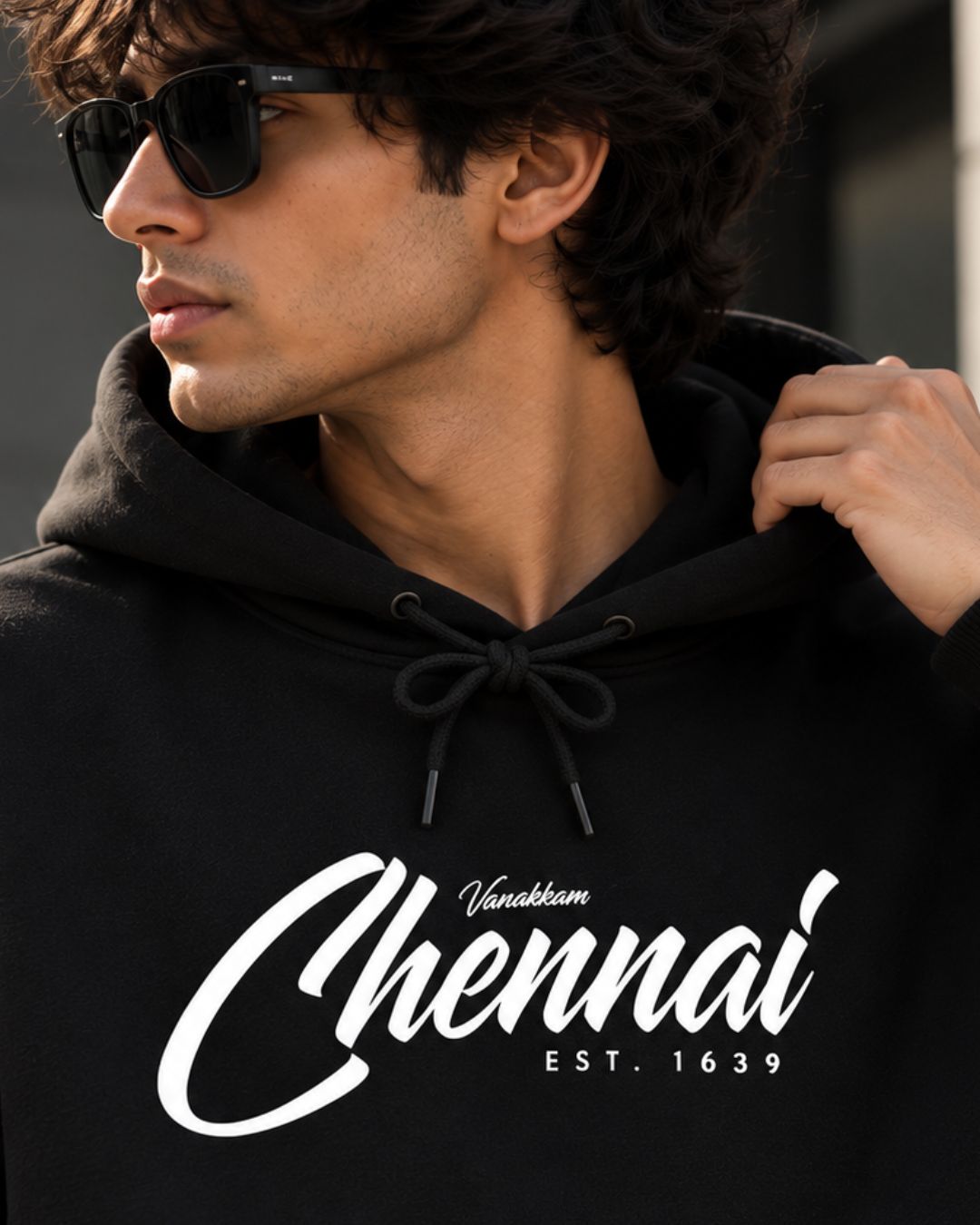 Vanakkam Chennai Black - ODD Oversized Heavyweight Hoodie